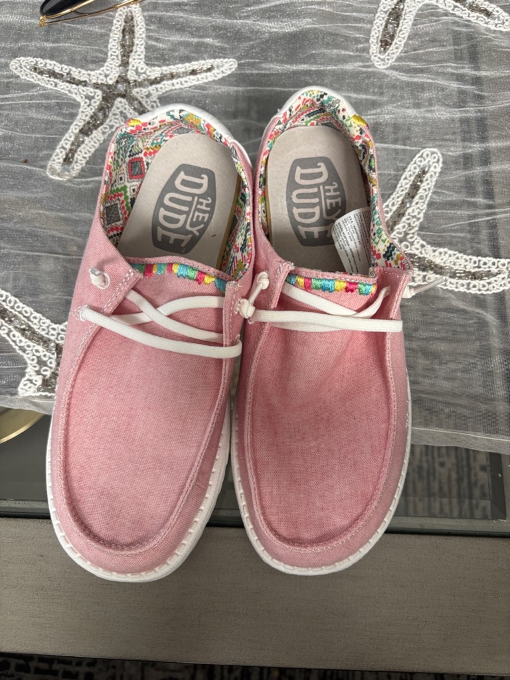 Hey Dude Pink Canvas Slip-On Shoes with White Laces brand new